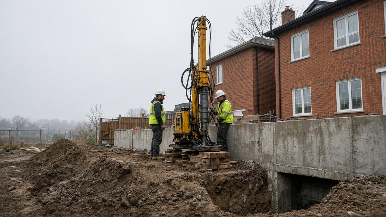 Foundation repair crew working on a Toronto home